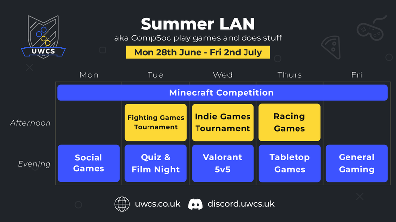 Summer LAN Schedule